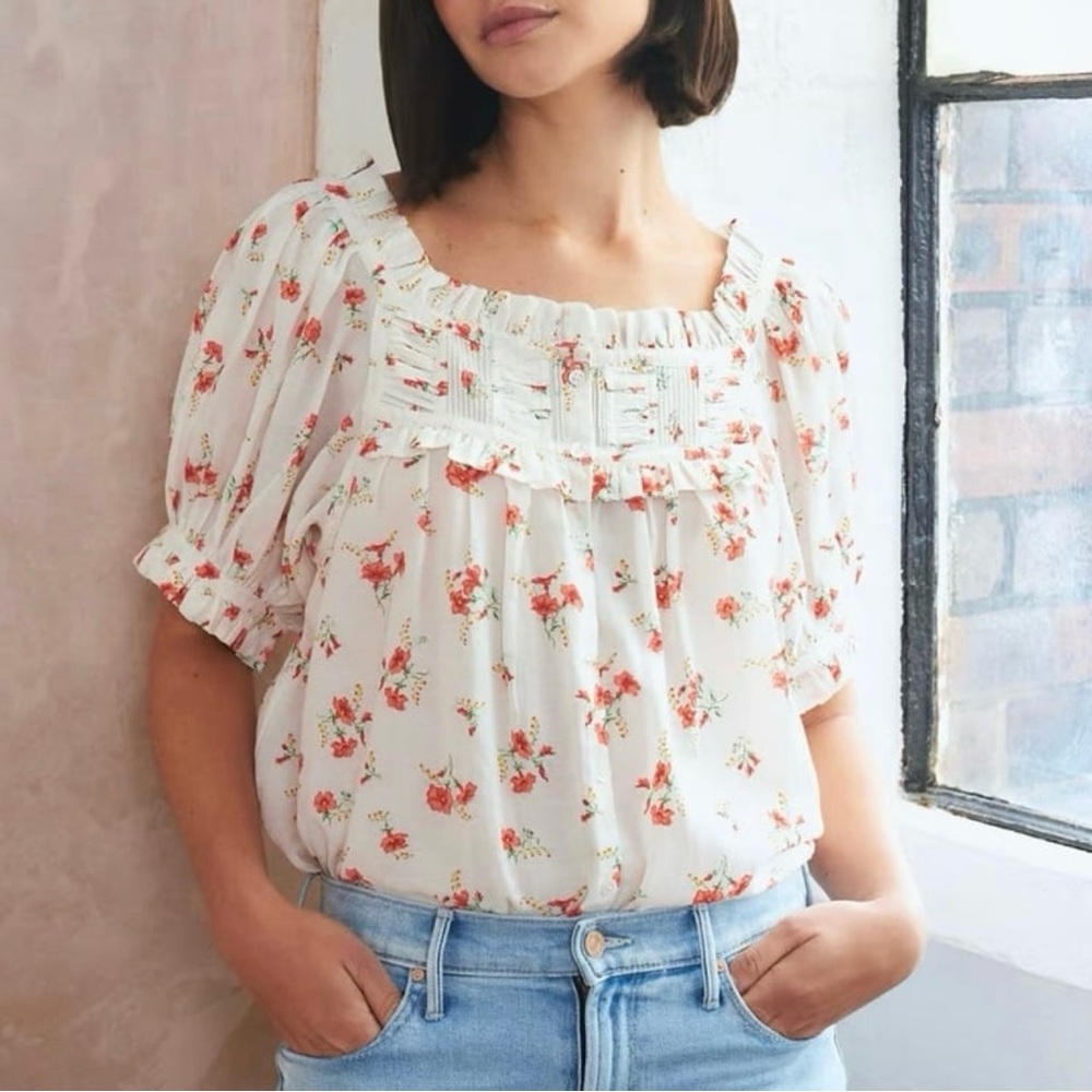 DOEN Farley Top in Sweet Abelia Floral Cottagecore Coquette PuffSleeve Top S - Picture 12 of 12